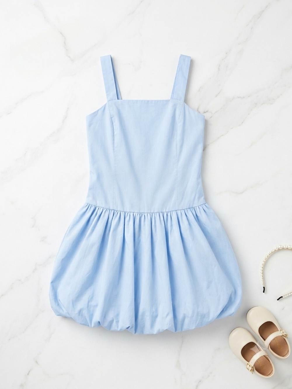 art class Light Blue Bubble Dress for Girls